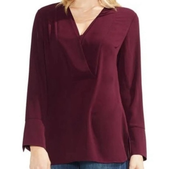 Vince Camuto Tops - Vince Camuto Wine Simi-Sheer Blouse 2X
